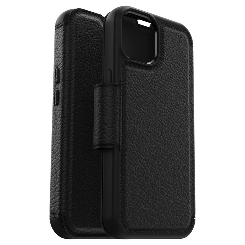 Otterbox Strada Case - iPhone 14 leren bookcase hoesje - Zwart + Lunso Screenprotector Top Merken Winkel